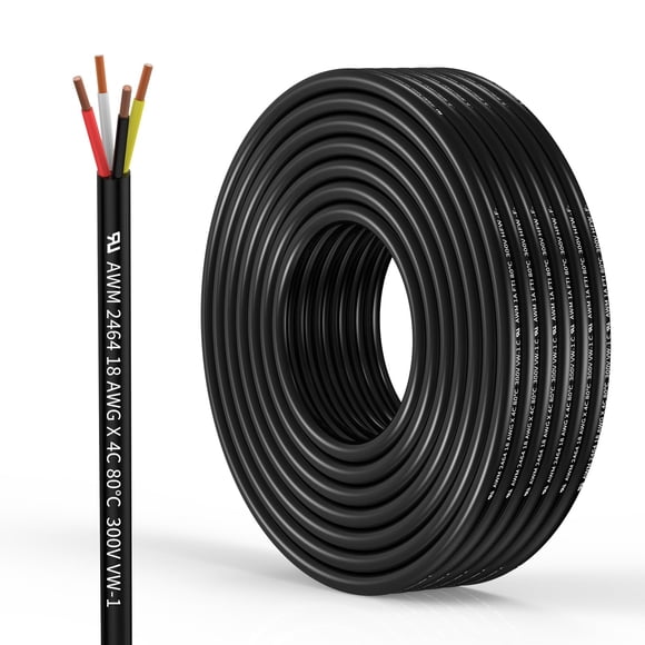 Cable eléctrico TZMOIK calibre 18, 4 conductores, 15,3 m, libre de oxígeno