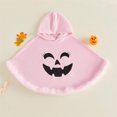 thumbnail image 4 of Halloween Hooded Poncho for Kids Fluffy Pumpkin Face Hooded Poncho (Pink), 4 of 8