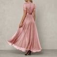 thumbnail image 6 of Tqcoqu Women High Neck Lace Puff Sleeve Maxi Dress,Flowy Formal Plus Size Gown for Women ,Pink Women's XS-XXXXXL, 6 of 6