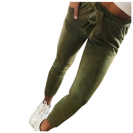 

PEASKJP Pajama Pants For Women Womens Cotton Linen Pants Casual Plus Size Elastic Waist High Waist Capri Pants Summer Loose Comfy Wide Leg Crop Pants Green