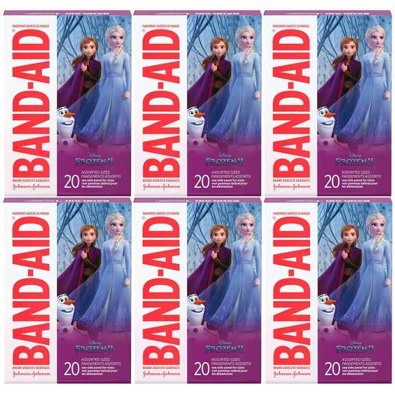 Band Aid Adhesive Bandages, Disneys Frozen, Assorted Sizes - 20 Ea, 6 Pack