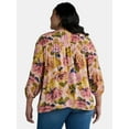 thumbnail image 4 of Terra & Sky Women's Plus Size Poet Sleeve Blouse, Sizes 0X-5X, 4 of 5