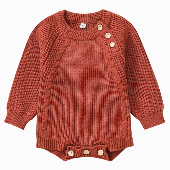 Wonitaaizi Fall Winter Baby Girl Boy Clothes Sweater Sweatshirt Romper Onesie Pullover Long Sleeve Blouse Top Outfit(9-12 Months,Red)