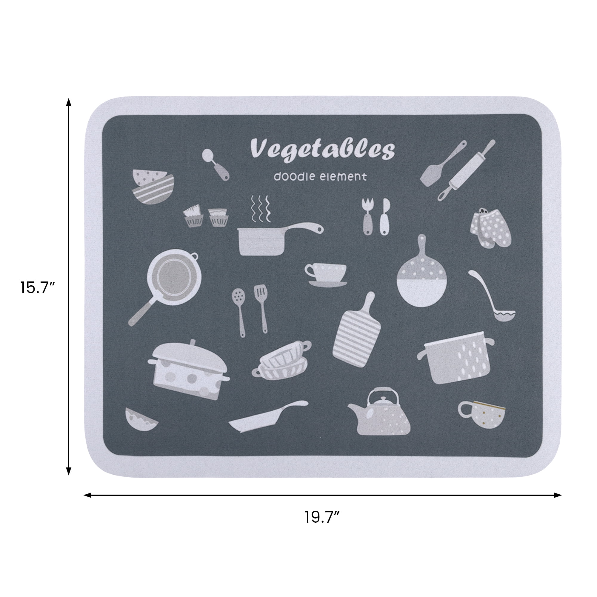Unique Bargains Diatomaceous Stone Dish Drying Mat for Kitchen Gray 19.7*15.7 inch