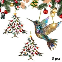 3PCS Hummingbird Christmas Ornament, Colorful Hummingbirds Tree Decor, Stacked Hummingbird Ornament for Christmas Decorations Indoor Outdoor, Winter Hummingbirds Home Decoration, for Bird Lovers
