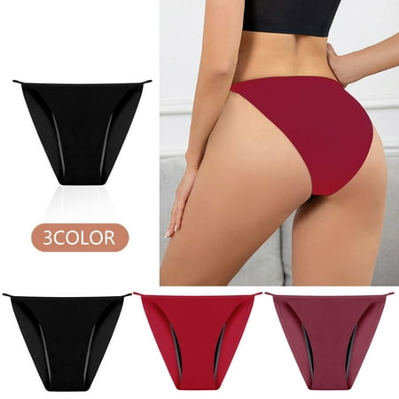 

SHUDAGENG Womens Underwear Nylon Solid Panties for Women Briefs New Arrivals Comfy Hipster Seamless Underwear [Buy 2 Get 3] Wine S