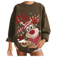 thumbnail image 1 of Chandail en Molleton de Noël pour Femmes Veste Mi-Longue Cardigan à Manches Longues Col Rond Pull Chaud Imprimé Mode pour les Fêtes, 1 of 7