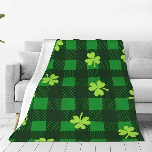 Fotbe Happy St. Patrick's Day5 Manta de Franela Acolchonada con Estampado, Súper Suave y Esponjosa, Extra Grande para Sofá, Cama, Uso Todo el Año-50"x40"