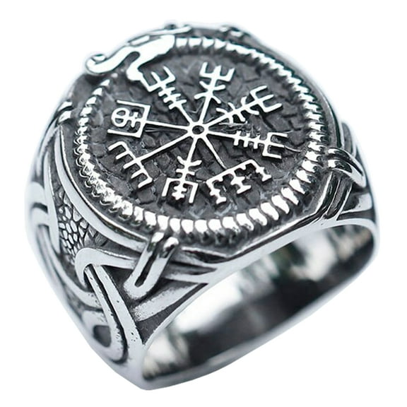 ZMY Home Rings Norse Symbol Rune Runic Compass Ring Stainless Steel Dragon Odin Viking Jewelry Ring (10)