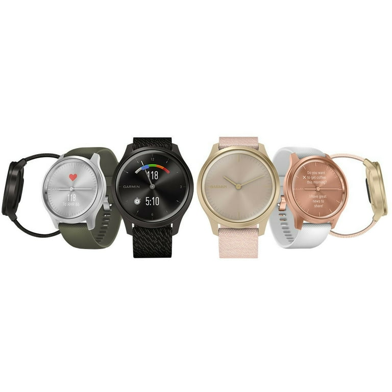 Garmin vivomove Style, Hybrid Smartwatch with Real Watch Hands and Hidden  Color Touchscreen Displays, Rose Gold with White Silicone Band