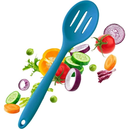 

StarPack Basics Silicone Slotted Spoon for Serving - Slotted Spoons for Cooking - Silicone Slotted Spoon with Heat Resistance up to 480°F - Hygienic slotted serving spoons - One-Piece Design (Teal Blu