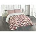 thumbnail image 3 of Ambesonne Flamingo Quilted Bedspread Set 3 Pcs, Floral Birds Hand Drawing, Queen Size, Red Coral Sea Green, 3 of 5