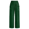 thumbnail image 5 of Favoffer Women Elastic Waist Long Pants Solid Color Ruched Casual Pants Breathable Relaxed Fit Bottoms Fold Hem Pants with Side Pockets for Daily Lounge, 5 of 7