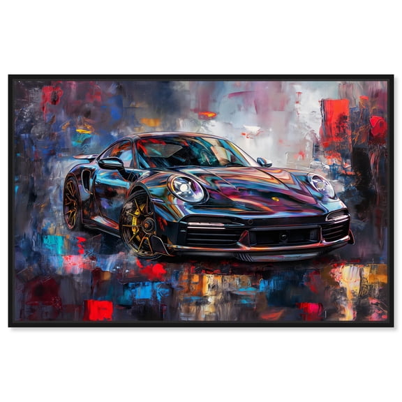 Turbocharged Porsche I Canvas Lux Car Paintings by Art Remedy, Black Frame, 15" x 10"