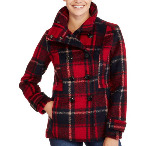 ONLINE - Women's Essential Wool-blend Peacoat Wit - Walmart.com ...