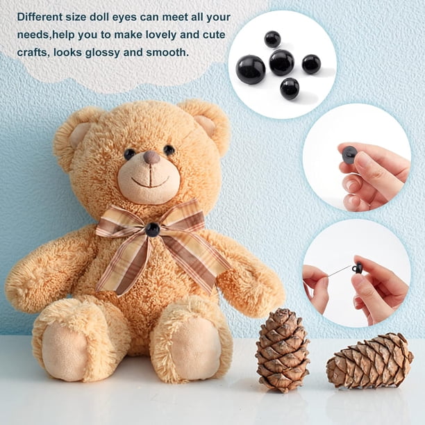 500-Piece DIY Plastic Eyes For Dolls & Toys - Black Round Flat Back, 7 Sizes (3mm To 12mm), With Storage Box