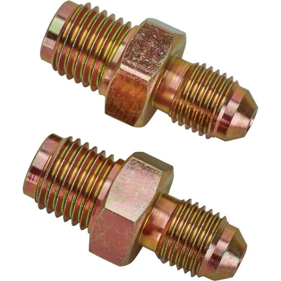 Speedway Motors Male Brake Adapter Fitting 7/16-20 Inverted Flare To -3 AN Straight Steel Gold Zinc Finish Universal Fit For Caliper Or Master Cylinder