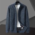 thumbnail image 3 of Kureaily Autumn And Winter Men's Casual Stand And Fleece Thickened Warm Knit Cardigan Sweater Coat Men's Long Sleeve Sweater, 3 of 5