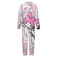 thumbnail image 4 of Kuromi And My Melody Hooded Union Suit Pajama Soft Comfy PJs Sleepwear, 4 of 7