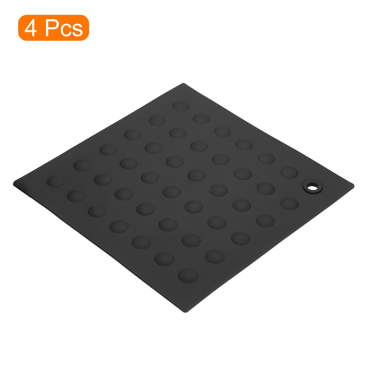Unique Bargains 4pcs Silicone Trivet Pot Holder for Kitchen Heat Resistance Table Pad Trivet Placemats-Black