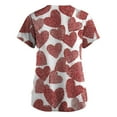 thumbnail image 3 of Resicozy Valentine's Day Scrub Tops for Women Plus Size V Neck Short Sleeve Shirt Trendy Print Nursing Uniform with Pockets Deep Red 4XL, 3 of 3