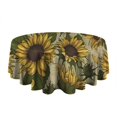 thumbnail image 5 of Yellow Green Leaf Sunflower Pattern Round Tablecloth 60"x60",Wrinkle Wipeable Table Cloth for Kitchen Dining Room Picnic Patio Party, 5 of 6