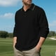 thumbnail image 4 of Blusa y camisa de manga larga con cuello vuelto para hombre, estilo informal, de golf, de negocios, con botones sueltos, de media manga, con cuello vuelto, blusas de poliéster para hombre, 4 of 9