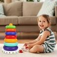 thumbnail image 3 of Colorful Stacking Rings Toy with Musical Base, Early Learning Tower for Babies, Wobbly Rocker Design to Improve Balance & Coordination, Ages 6+ Months, 3 of 7