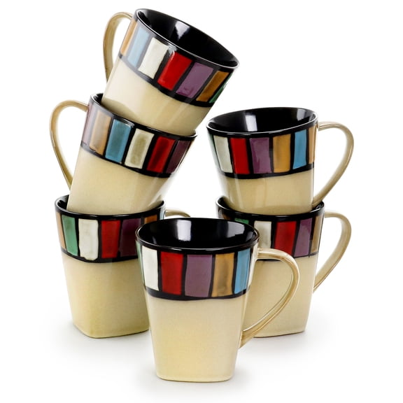 Elama's Cozy Cottage 6 Piece Luxe and Large Dinner Mugs