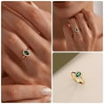 thumbnail image 2 of Emerald Oval Cut Halo Ring in 14K Yellow Gold Vermeil- Minimalist Emerald Engagement Ring- Green Emerald Solitaire Ring, 2 of 5