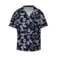 thumbnail image 2 of Lsque Love Butterflies print Men's Cuban Collar Short Sleeve Shirt Summer Beachwear Casual Button Down Fashionable Vacation Leisure Shirt-4X-Large, 2 of 7