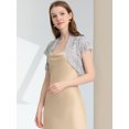 thumbnail image 3 of Top de Encaje Floral Transparente Allegra K Elegante Para Mujer Gris claro XL, 3 of 5