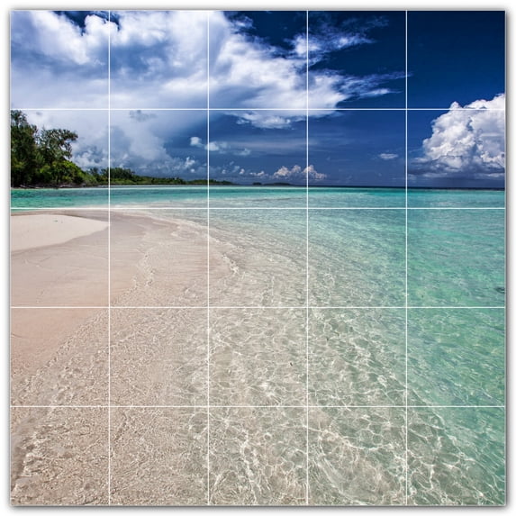 Picture-Tiles.com: Beach Ceramic Tile Wall Mural WAL500094-55XL. 60"W x 60"H using (25) 12" x 12" Ceramic Tiles-Satin Finish