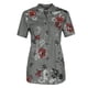 thumbnail image 1 of Blusa de gasa para mujer, cuello en V, manga corta, blusas con estampado floral, 1 of 5