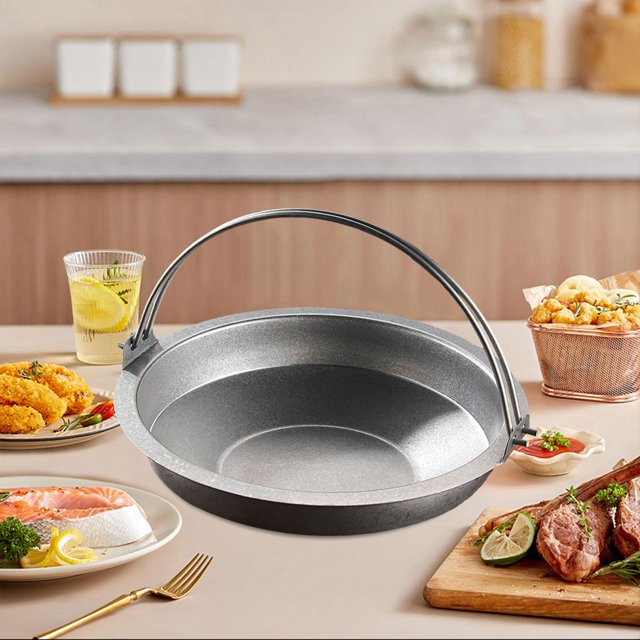Elodie Casserole Suspendue Casserole de Camping avec Poignée Extérieur Intérieur Sukiyaki Casserole à Nabe 22 cm Argent