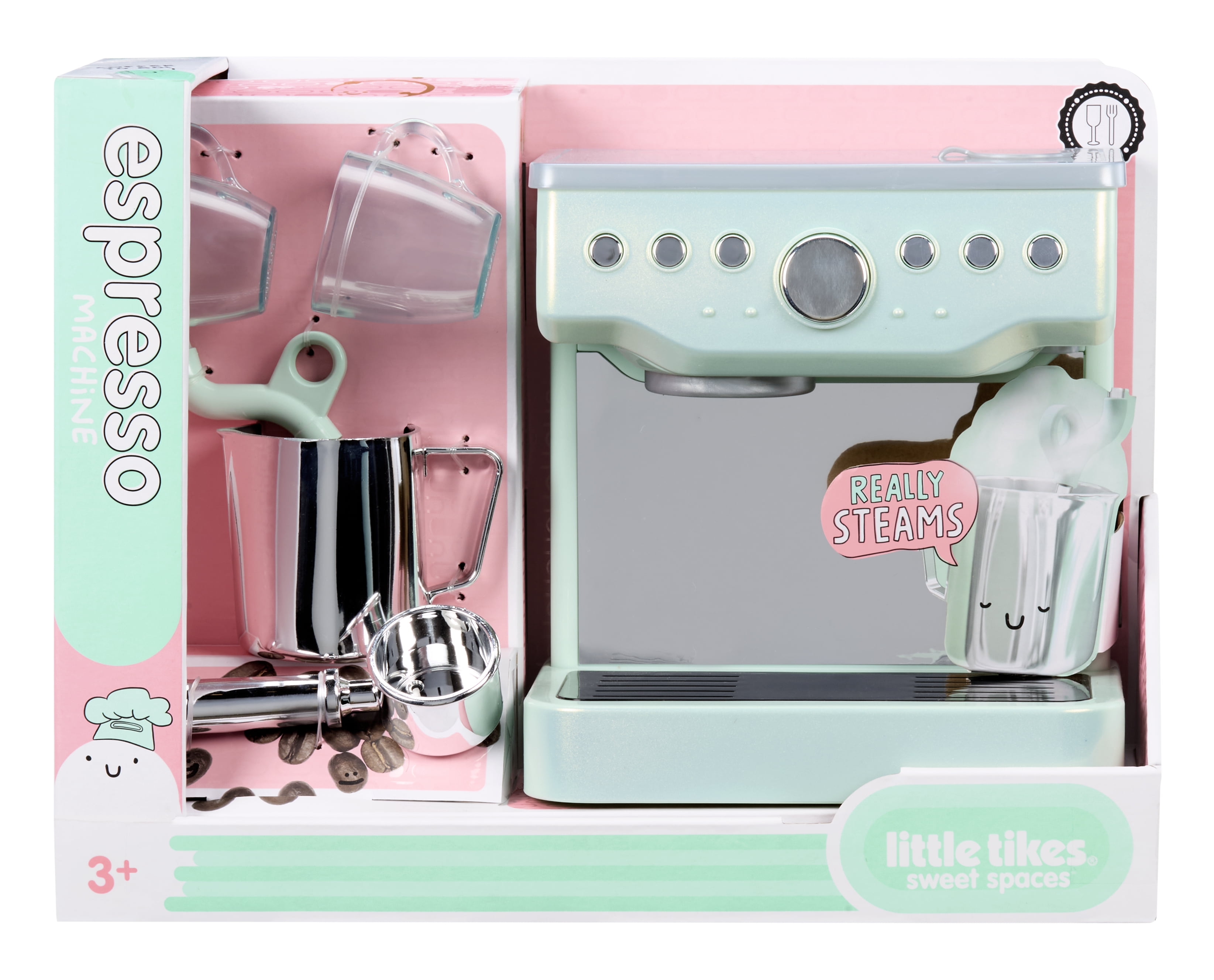 Little Tikes Sweet Spaces Home Espresso Machine, Pretend Play Kitchen, Sea Foam, Ages 3+