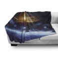 thumbnail image 3 of Galaxy Soft Flannel Fleece Throw Blanket, Maya Calendar with Outer Space Background with Earth Astral Meteor View, Cozy Plush for Indoor and Outdoor Use, 50" x 70", Blue Yellow, by Ambesonne, 3 of 6