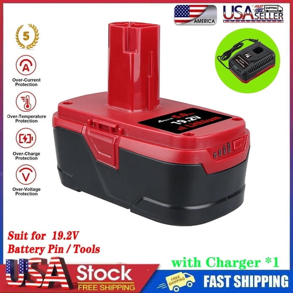 Persever C3 5.0Ah Replacement for Craftsiman 19.2 Volt Lithium Battery C3 XCP 130279005 1323903 130211004 11045 and Craftsiman 19.2 Volt Battery Charger
