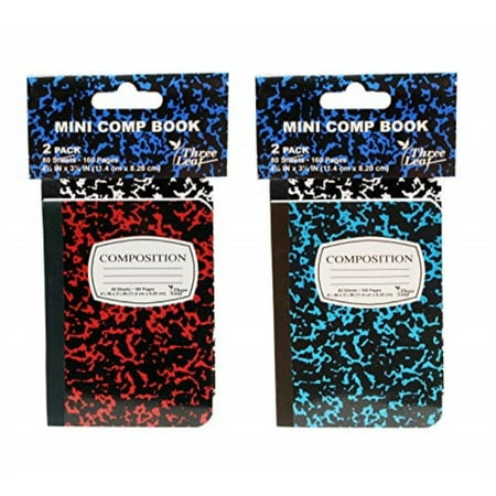 - four mini marble composition notebooks, thread bound, 4-1/2
