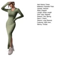 thumbnail image 7 of BAETEUY Women Spring Fall Dress V Neck Slit Hem Thread Slim Fit Long Sleeves Ankle Length Knitted Elastic Maxi Dress Shopping Dating Party Dress, 7 of 7