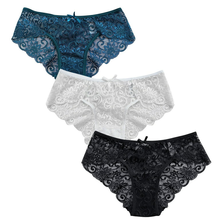 zuwimk Womens Thong Underwear,Womens Black Lace Thong Panties 6-Pack Cute  Lingerie Underwear Black,XL 