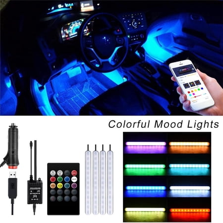 Car Rgb Led Strip Light Foot Ambient Lights App Controller Car Interior Decorative Lights For Android Smart Phone Car Included Dc Walmart Canada