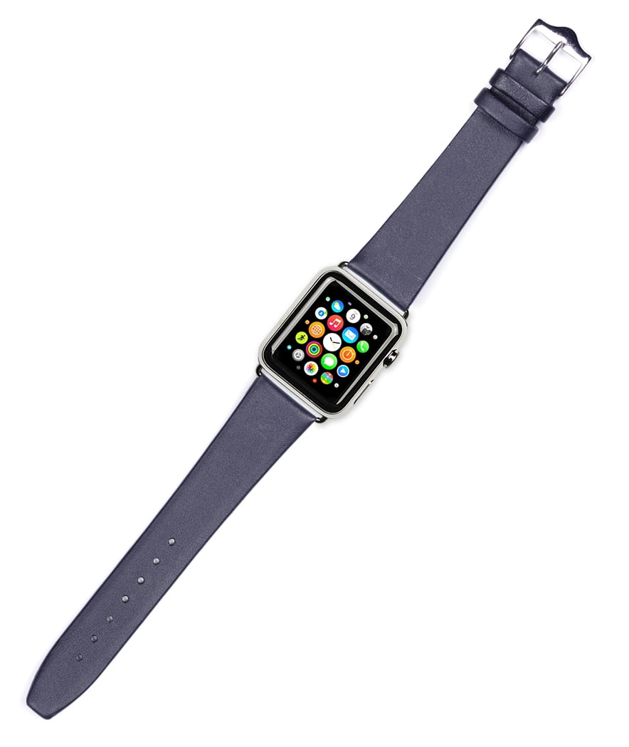 Apple Watch Strap Calf Leather Watch Band Black Fits 38mm Series 1 & 2 Apple Watch [Black