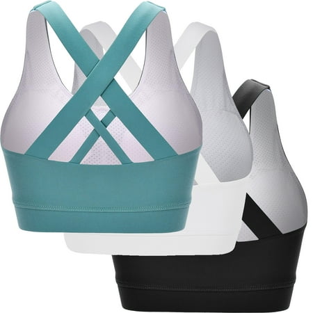 

Elbourn Women s Sports Bras High Support Large Bust Crop Workout Tops For WomenCrop Workout Tops For Women Comfy Padded Gym Yoga TopsPack of 3