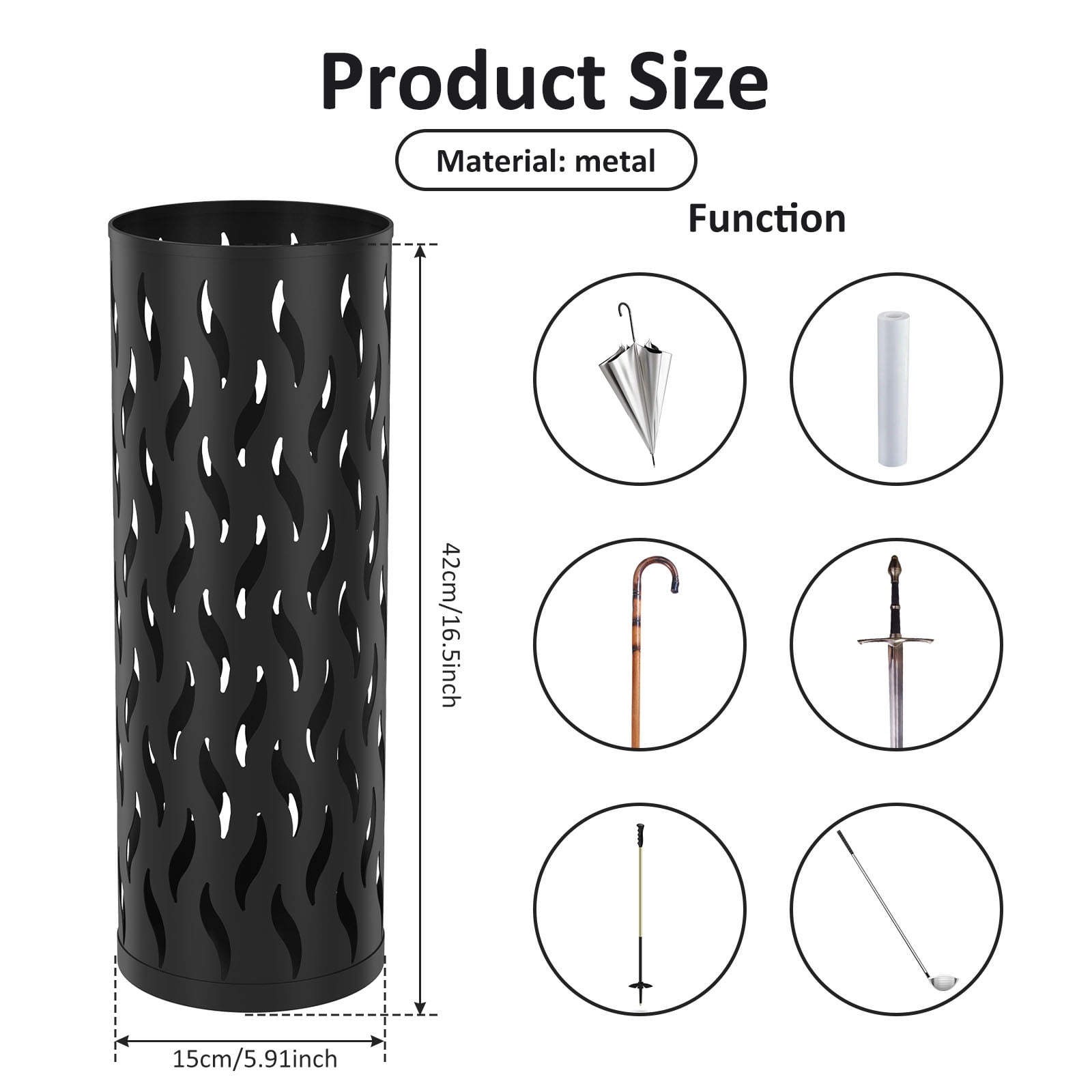 Umbrella Stand Metal Umbrella Holder Hollowed Umbrella Rack Freestanding Umbrella Stand Rack Practical Umbrella Organizer Indoor Umbrella Storage Rack for Home Entryway