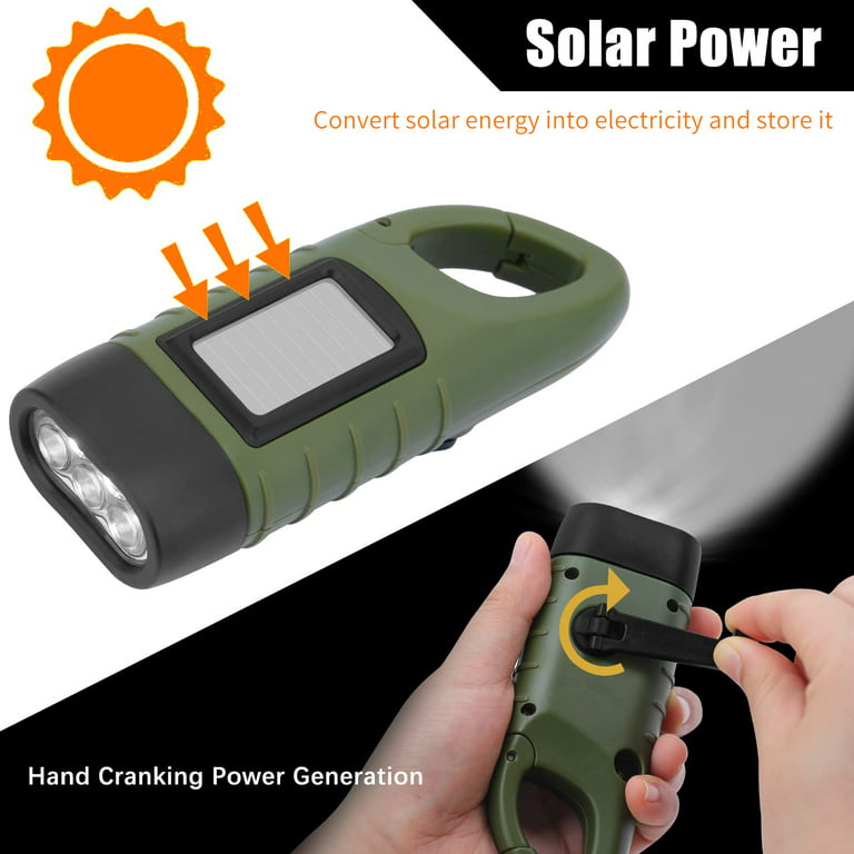 Emergency Rechargeable Hand Crank Dynamo Solar LED Flashlight – Survival  Gears Depot
