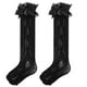 thumbnail image 2 of Calf Socks with Bow Ties Mid Tube Socks for Teens and Girls Black Lace and Cotton Material Daily Use 1 Pair, 2 of 5