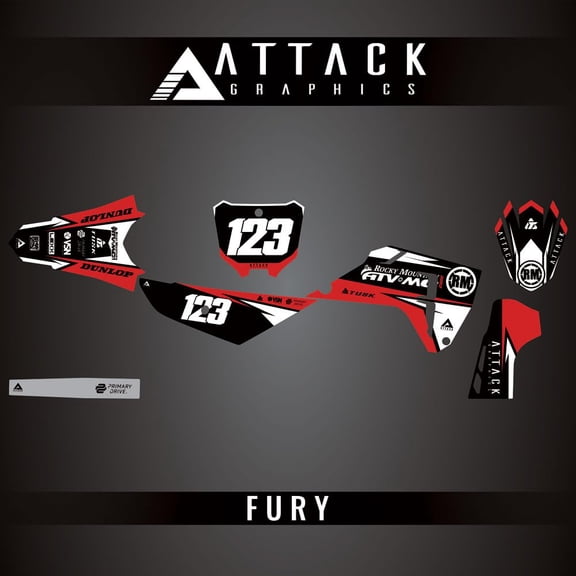 Attack Graphics Custom Fury Complete Bike Graphics Kit for Honda CRF250R 2025