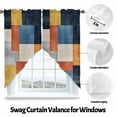 thumbnail image 3 of Abstract Stitching Swag Curtain Valance for Windows, Yellow Blue White Stripe Art Window Treatments Short Swag Topper for Kitchen Windows Bathroom Bedroom, 36"x63", 3 of 8