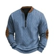 thumbnail image 2 of Men's Casual Retro American Style Graphic Print Crewneck Sweatshirt, Long Sleeve Quarter-Zip Pullover Hoodie, Fall Spring Streetwear Daily Outfit,Blue,M, 2 of 4